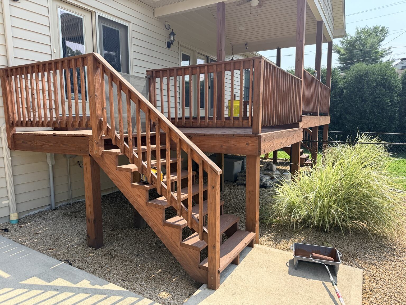 Decking and entrance after deck staining