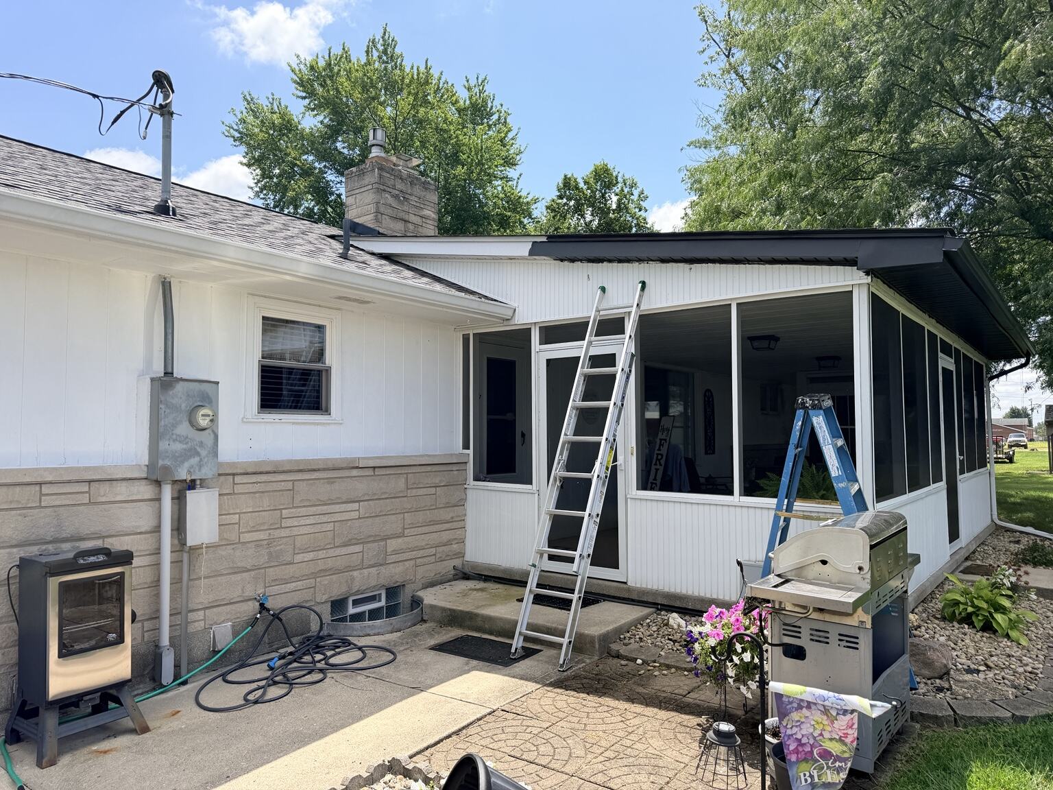 Exterior painting project before work began, view 1